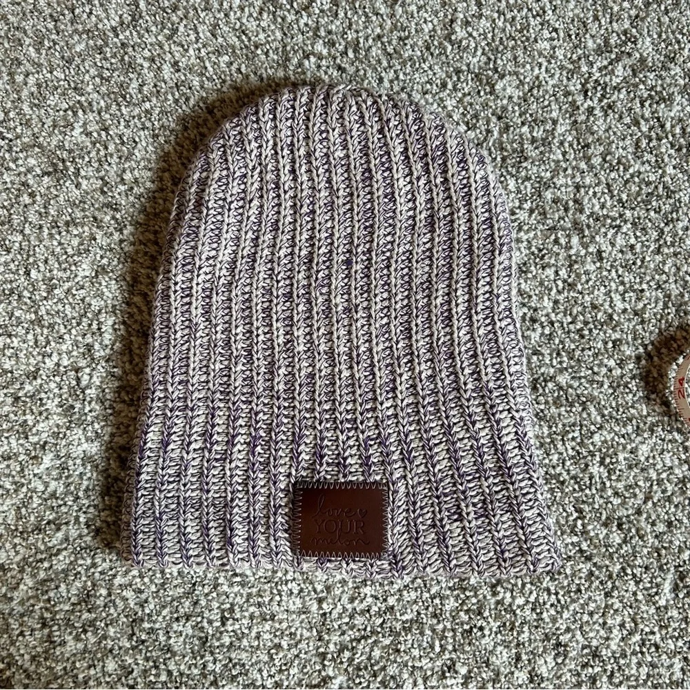 [Love Your Melon] Purple and White Beanie
